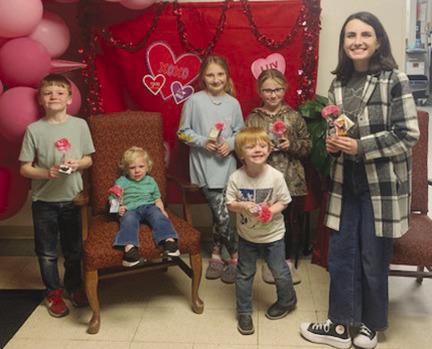 Hardin County 4-H Members handed out Valentines to the residents at the nursing home in Kountze earlier this month. From left are Weston Tucker, Walker Tucker, Waylon Tucker, Allisen Freesmeyer, Sadie Freesmeyer and Trinity Moody. Courtesy photo
